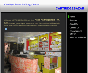 cartridgebazar.com: CARTRIDGE BAZAR - Home
 Welcome to CARTRIDGEBAZAR.COM , web site of  Aone Kartridgeindia Pvt. Ltd. , the people  you can depend  to save money in one of your most important daily activities both at Home and Office. We offer cost effective solutions to meet your daily printing ne