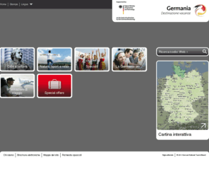 vacanzeingermania.com: Vacanze in Germania - per tutte le tasche e per tutti i gusti
Scoprite la Germania in tutta la sua varietà: le grandi città piene di vita e i borghi pittoreschi, i castelli, le bellezze naturali e le possibilità di praticare attività all'aria aperta.