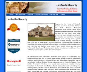 alabama-security.com: Huntsville Security isyour local Huntsville Security Alarm Dealer
Huntsville security, serving the Huntsville and Madison Alabama area with monitored security systems and burglar alarms