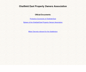 cepoa.org: Chatfield East Property Owners Association
Chatfield East Property Owners Association