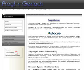 teleprompter.info: Progl + Gerlach, München - Teleprompter und Redaktionssysteme
Progl + Gerlach, München - Teleprompter, Redaktionssysteme, Konferenztechnik, Videotechnik, Studiotechnik