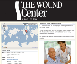 woundcaremainline.com: Wound Center in King Of Prussia, PA
The Wound Center Is a community based out patient program for management of acute and chronic wounds. From skin tears to burns in the King of Prussia, PA area.