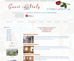 guestinitaly.com: Apartments in Rome & Florence | Accommodation in Venice & Florence - Guestinitaly.com
Rome Apartment organization, Guestinitaly provides cheap accommodation in Florence, Venice and Florence. Choose your apartment from variety of luxury apartments in Rome, Venice and Florence.