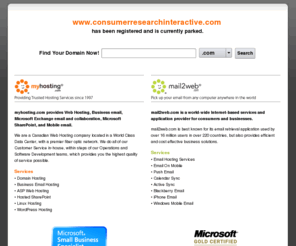 consumerresearchinteractive.com: myhosting.com Parked Domain | Web Hosting & Email Hosting
Affordable website & domain hosting services for businesses of all sizes. Click here or call 1-866-289-5091 to get your website online today!