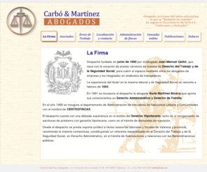 centrofincas.es: Carbó y Martínez Abogados - despacho de abogados de Valencia
Despacho del abogado Juan Manuel Carbó y la abogada Nuria Martínez Biosca, en Valencia, especializados en Derecho del Trabajo y de la Seguridad Social, Derecho Administrativo, Derecho de Familia, y Derecho Hipotecario.