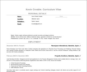 kevincrosbie.com: Kevin Crosbie:  Curriculum Vitae
