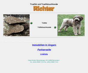 hr-richter.de: Trüffel und Trüffelhunde
Trüffel, weisse Trüffel, schwarze Trüffel, Hund, Trüffelsuchhund, Immobilien, Lagotto Romagnolo,  Labrador, Ungarn, Richter