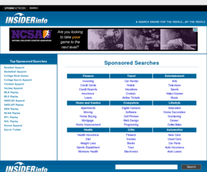 scoreamerica.com: Sports Connection - INSIDERinfo people connection  search engine. Sports connection related search results are just a cl
Find sports related products, services and advice from thousands of sources with INSIDERinfo sports connection search engine.