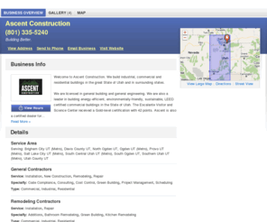 ascentconstruction-dex.com: Ascent Construction | Centerville, UT 84014 | DexKnows.com™
Ascent Construction in Centerville, UT 84014. Find business information, reviews, maps, coupons, driving directions and more.