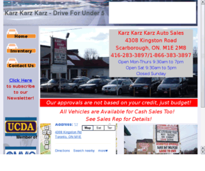 scarboroughvansunder5000.com: Karz Karz Karz - Drive for Under 5
Karz Karz Karz specializes in selling affordable quality used cars, mini vans, vans, and other vehicles for under 5000 dollars