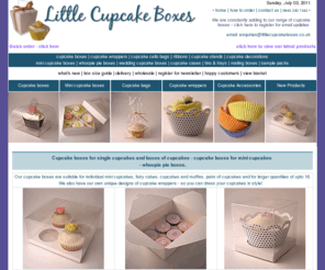 boxesforcupcakes.com: cupcake boxes - individual cupcake boxes - mini cupcake boxes - cupcake wrappers
unique range of cupcake boxes for single cupcakes and boxes of 6 and 12 plus unique cupcake wrappers