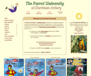 parrotdictionary.com: Welcome to The Parrot University at Hartman Aviary
 Welcome to The Parrot University, selectively bred for domestic temperment, all Parrot University products are 'Made In America'