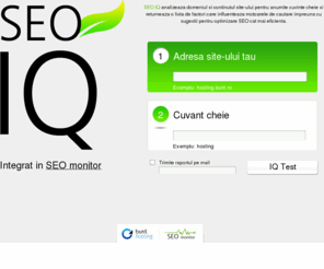 seoiq.ro: SEO IQ | Utilitar Optimizare Seo - Analiza Cuvinte Cheie
SEO IQ este un utilitar SEO care analizeaza continutul unui site pentru anumite cuvinte cheie. SEO IQ face parte din aplicatia de monitorizare web SEO monitor.