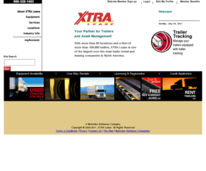 xtralease.com: XTRA Lease...Semi-trailer Renting & Leasing
Providing over-the-road trailer renting and leasing solutions to commerical organizations and corporations throughout North America.  With more than 100,000 trailers at more than 80 locations, we offer a wide selection of trailer types including dry vans, reefers, flatbeds, storage and chassis.