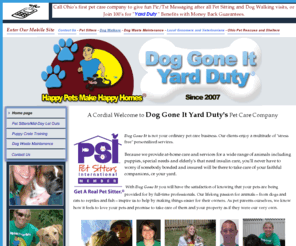 doggoneityardduty.com: Dog Gone It Yard Duty | Cleveland, OH - Mobile Edition
Call our pet care business in Cleveland, Ohio, for reliable pet sitting, pet taxi services, and pet exercise programs.