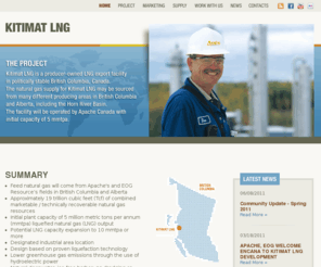 kitimatlngproject.com: KLNG : Home Page
Apache Corporation is an oil and gas exploration and production company with operations in the United States, Canada, Egypt, the United Kingdom North Sea, Australia and Argentina.