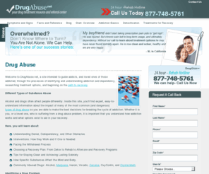 drugabuse.net: Drug Abuse Treatment – Facts on Substance Abuse Help – Prescription Drugs, Alcohol
Drug abuse usually happens when a person takes a drug for reasons that are non-medical or non-therapeutic.