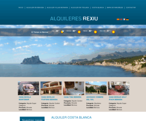 alquileresrexiu.es: Alquiler Costa Blanca. Apartamentos, casas, chalets y villas Alicante  | Alquileres Rexiu
Alquileres Costa Blanca. Casas en Benissa, villas en Moraira, apartamentos en Teulada. Alquiler vacaciones de villas y apartamentos Costa Blanca |Rexiu