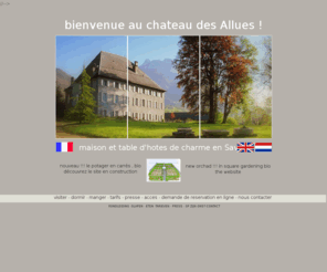 chateaudesallues.eu: Chambres d'hôtes de charme et table d'hôtes en Savoie - Château des Allues
Le site du Chateau des Allues, en Savoie, réserver au +33(0)6 75 38 61 56, nuit + petit déjeuner à  partir de 95 € pour 1 p et 110 € pour 2p, proximité des principales stations de ski des Alpes, proche des lacs et montagnes de Savoie, au carrefour entre la Maurienne et la Tarentaise, entre Genève, Chambéry, Albertville, Grenoble et Lyon, sur la route des vins de Savoie