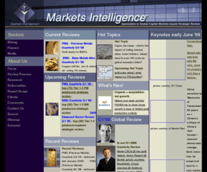 marketsintelligence.com: Welcome to Markets Intelligence  ::  (905) 271-0700
Markets Intelligence provides sector-leading corporations with global capital markets-based strategic review, market positioning and investor confidence advisory.