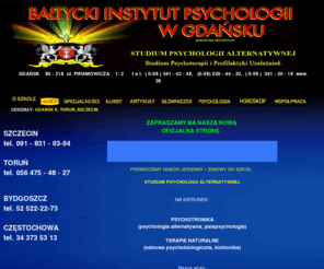 bipa.gda.pl: studium psychotroniki, studium psychologii, studium
ezoteryki
psychologia, studium psychologii, psychotronika, studium psychotroniki, kurs psychologiczne, psychotroniczne - Bałtycki Instytut Psychologii