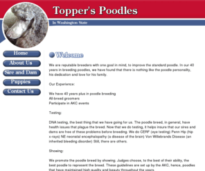 topperspoodles.net: Topper's Poodles of Washington State - Home
AKC,standard poodles,showing,reputable breeders,breeders,judges