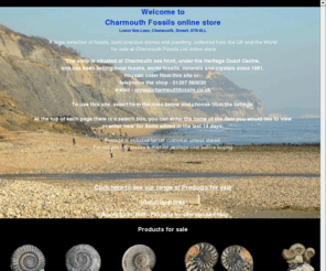 charmouthfossils.com: Charmouth Fossils Ltd online store
A large selection of fossils, semi precious stones and jewellery, collected from the UK and the world for sale at Charmouth Fossils Ltd online store