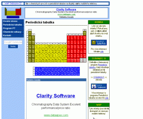 tabulka.cz: Periodická tabulka prvků
Internetové zpracování periodické tabulky prvků. Podrobné informace o každém chemickém prvku včetně jeho výskytu, vlastností, laboratorní přípravy, průmyslové výroby, použití a známých sloučenin.