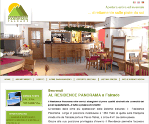 panoramafalcade.it: Residence Falcade vacanze appartamenti Falcade appartamento camere Falcade sci alpinismo Falcade Val del Biois Dolomiti Passo valles Marmolada Civetta Passo san Pellegrino - Residence Panorama - Moena
Il residence Panorama Falcade si trova sulle dolomiti in  Val del Biois vicino alla Marmolada ed al passo San Pellegrino.