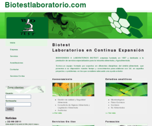 biotestlaboratorio.com: Biotest Laboratorios en Zaragoza y Huesca para la Industria Alimentaria y Agroalimentaria
Biotest Laboratorios en Continua expansion Biotest c/Felix la Fuente 974 23 07 57, Analitica, Formacion, Asesoria