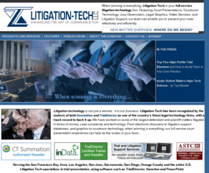 litigation-technology.com: Litigation Technology
Litigation-Tech features litigation technology for plaintiff and defense law firms, attorneys, and their clients; including trial technology and litigation support, trial prep, litigation graphics, and war room technology support.