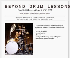 beyonddrumlessons.com: Drum Lessons by Stephen Flinn in Phoenix www.beyonddrumlessons.com
Stephen Flinn is a drum teacher giving lessons to students in the Scottsdale, Arizona area.