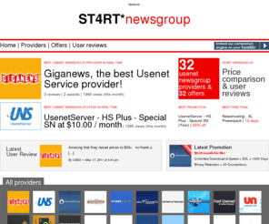 start-newsgroup.com: START Newsgroup – Find. Compare. Decide. Save.
Find & compare Usenet Newsgroups providers, offers, promotions, free trials and read user reviews.