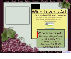 wineloversart.com: Wine Lover's Art LLC
Custom handcrafted wine boxes, stemware and accessories designed to enhance the total wine experience.  Exotic woods and meticulous craftsmanship throughout that make an excellent peronal or corporate gift that will last a lifetime.