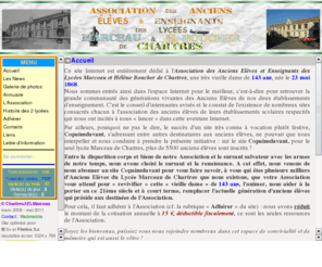 chartresaelmarceau.com: Association des Anciens Elèves et Enseignants des Lycées Marceau et Hélène Boucher de Chartres
Association des Anciens Elèves et Enseignants des Lycées Marceau et Hélène Boucher de Chartres