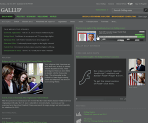 gallupmbacohort2.com: Gallup.Com - Daily News, Polls, Public Opinion on Government, Politics, Economics, Management
Gallup.Com provides data-driven news based on U.S. and world polls, daily tracking and public opinion research. Articles and videos cover news, politics, government, business, economy, behavioral economics, management and employee engagement.