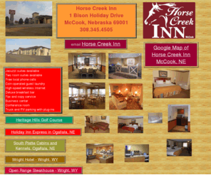 horsecreekinnmccook.com: Horse Creek Inn | 1 Bison Holiday Dr. McCook, NE 69001 | 308-345-4505
Horse Creek Inn, McCook, Nebraska