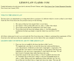 lemonlawclaims.com: The New Jersey Lemon law, cases, hearing guide, statutes, by NJ lemon law attorney
Howard Gutman
