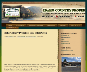 myidahocountry.com: Kooskia Idaho Real Estate, Clearwater Valley Real Estate, Idaho Country Properties
Kooskia Idaho Real Estate brokerage Idaho Country Properties covers the Clearwater Valley region and Camas Prairie communities based in Central Idaho