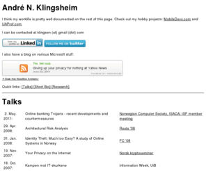 klings.org: André N. Klingsheim
André N. Klingsheim's homepage