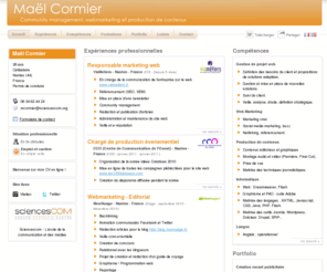 mael-cormier.com: Maël Cormier - CV - Community management, webmarketing et production de contenus
Maël Cormier