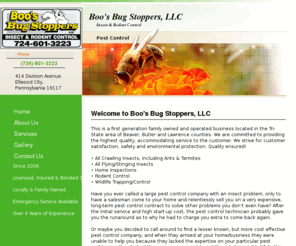 boosbugstoppers.com:   Pest Control Services - Ellwood City, PA - Boo's Bug Stoppers, LLC
Boo&amp;amp;#39;s Bug Stoppers, LLC offers pest control services in Ellwood City, PA.