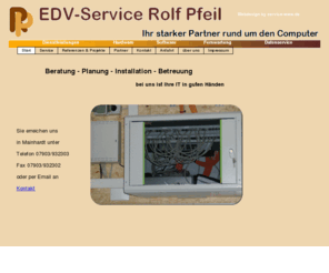 edv-rolf-pfeil.de: Ihr kompetenter Partner - EDV-Service Rolf Pfeil Mainhardt bei Schwäbisch Hall
Wir beheben Ihre Computerprobleme der EDV-Service Rolf Pfeil aus Mainhardt bei Schwäbisch Hall, EDV und IT Dienstleistungen, Hardware, Software, Rolf Pfeil, edv, Dienstleisungen, Lösungen, Computer, Antivir, Defrag, Virenbeseitigung, Netzwerk, Vernetzung, Abrechnung