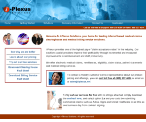 i-plexus.com: i-Plexus Solutions :: Medical Claims Clearinghouse :: Electronic Claims
i-Plexus Solutions