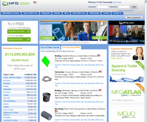 myrfqsolution.com: Get Quotes from Machine Shops, Molders and Fabricators for CNC Machining, Molding and Fabrication Services.
MFG.com is the Online Global Manufacturing Marketplace for Sourcing Specialists and Manufacturing Companies. Quickly find Quality Machine Shops, Fabricators, Molders, Casters and Other Contract Manufacturers. Easy to use System for Getting Manufacturing Quotes for Machining, Fabrication, Molding, Casting, Textiles and More - Source Your Contract Manufacturing at MFG.com. Join Today!