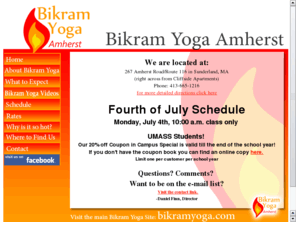 bikramyogaamherst.com: Bikram Yoga Amherst
Bikram Yoga in Amherst Area.The benefits of a regular yoga practice are numerous and can produce miraculous changes in your body and overall health.