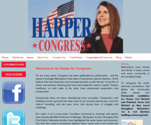 ivyharperforcongress2010.com: Independent, Ivy Harper for Nebraska's 1st Congressional District Lincoln, NE Home
Ivy Harper is a candidate for Nebraska's First Congressional District in 2010. Ivy is a fourth-generation Nebraskan, writer and author of 