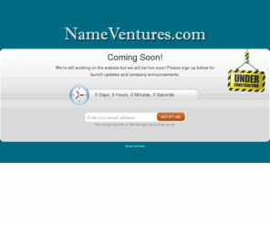 domainnameventures.com: Name Ventures | Coming Soon
NameVentures.com is currently under construction but should be soon! Stay tuned..