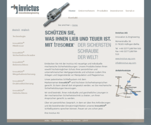 diebstahlschutz.com: Invictus AG - Innovation & Engineering : : Home
Entdecken Sie den 100%-Schutz mit der Invictus AG. Unsere tresoREX-Schließsysteme können überall dort eingesetzt werden, wo höchste Sicherheit erforderlich ist.