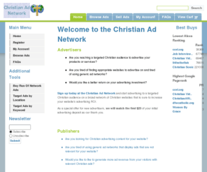 christian-ad.com: Christian Ad Network
Christian Ad Network provides a marketplace for Christian website publishers and Christian advertisers to buy and sell targeted image and text ads.